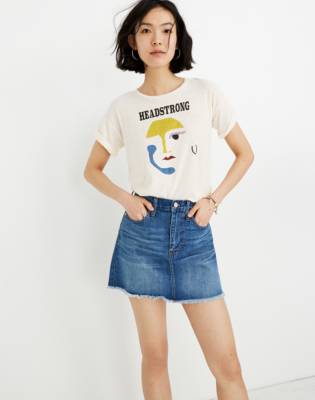 a line denim mini skirt