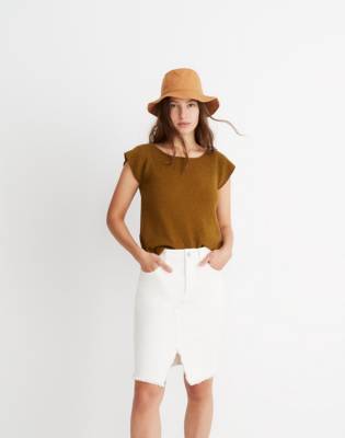 madewell white denim skirt