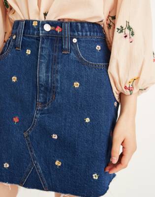 floral denim skirt