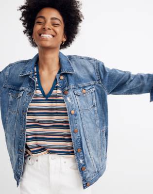 madewell oversized denim jacket black