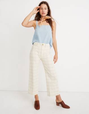 Emmett Wide-Leg Crop Pants in Windowpane