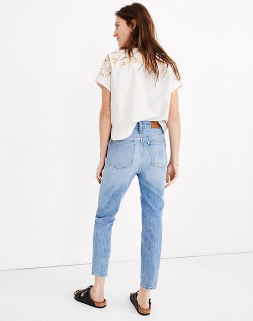 Madewell The Mom Jean in Melva Wash Denim High Rise Tapered Blue Size ...