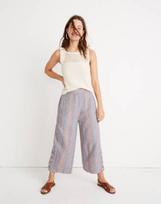 side stripe button pants