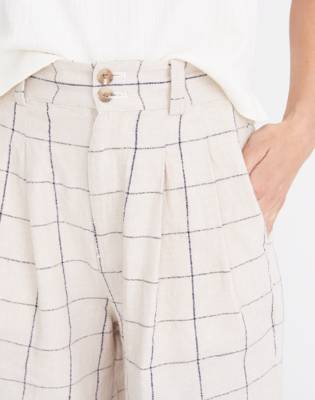 madewell plaid pleated wide leg pants