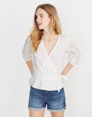 white wrap peplum top