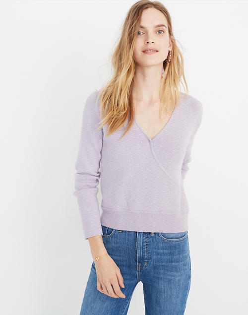 Wrap-Front Pullover Sweater