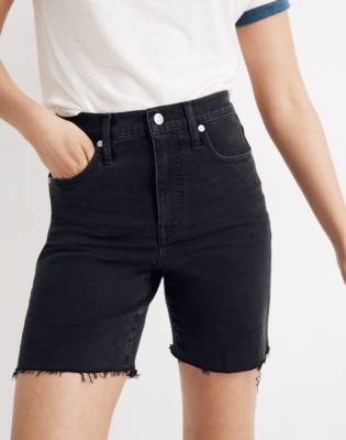 women's mid length denim shorts