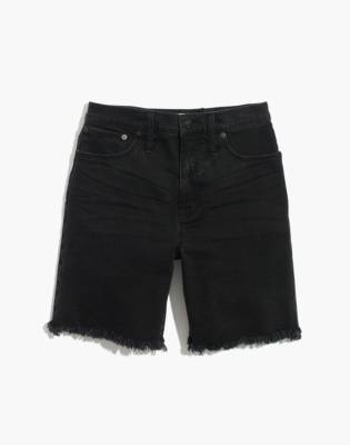 mid length denim shorts womens