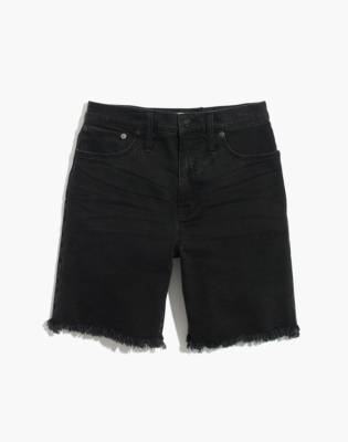 women's mid length denim shorts