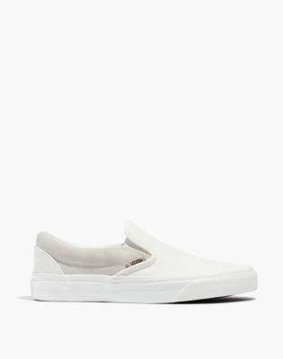 vans white canvas slip on shoes