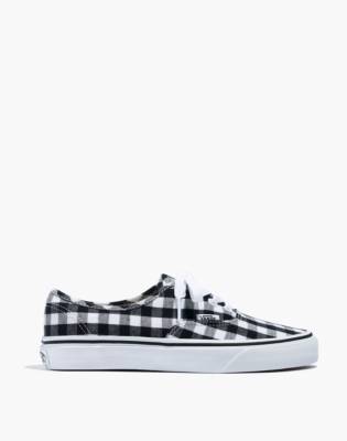 gingham vans slip ons black