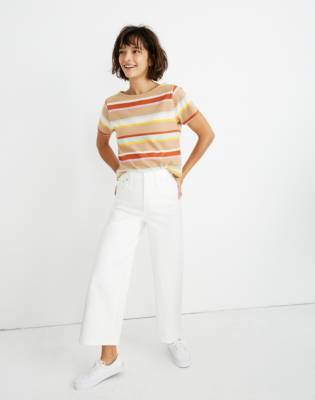 wide leg crop jeans white