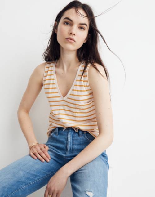 madewell whisper cotton v neck pocket tank