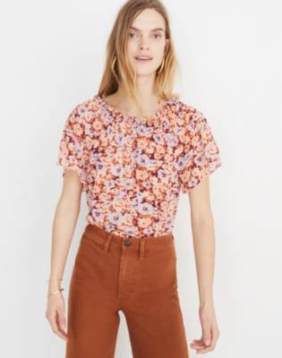 smocked floral top