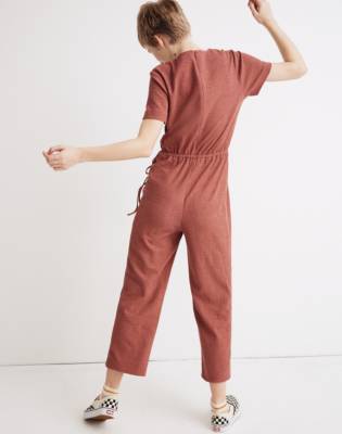 short sleeve petite jumpsuit