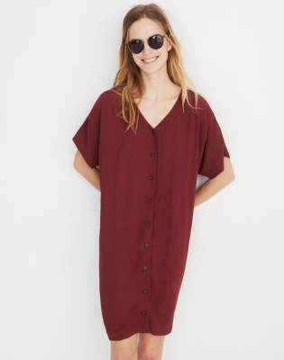 burgundy button down dress