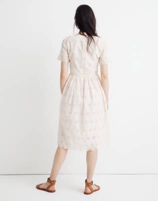 madewell scalloped eyelet midi dress