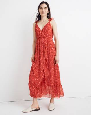 madewell ruffle strap dress