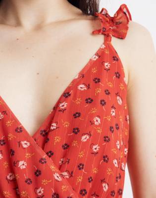 madewell ruffle strap wrap dress