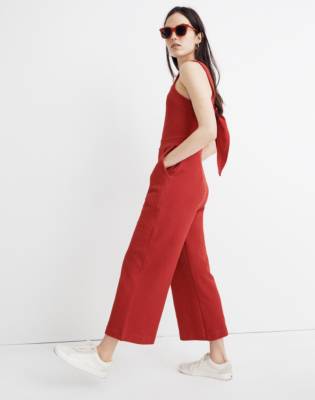 madewell apron bow back jumpsuit