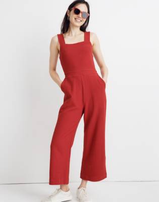 madewell apron bow back jumpsuit