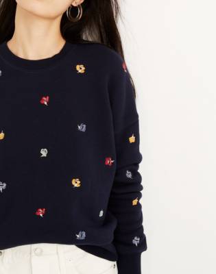 j crew embroidered flower sweatshirt