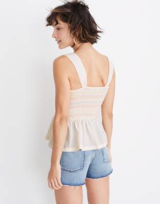 smocked peplum tank top