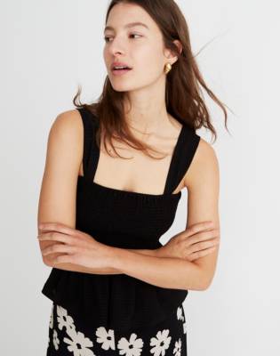 black smocked tank top