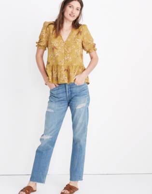 madewell courtyard ruffle hem top