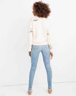 embroidered sleeve sweatshirt