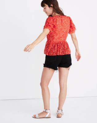 madewell tiered sleeve peplum top