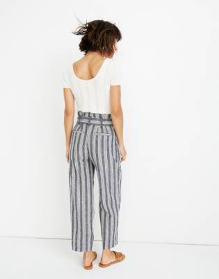 striped paperbag waist pants