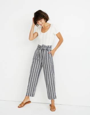 striped paperbag pants