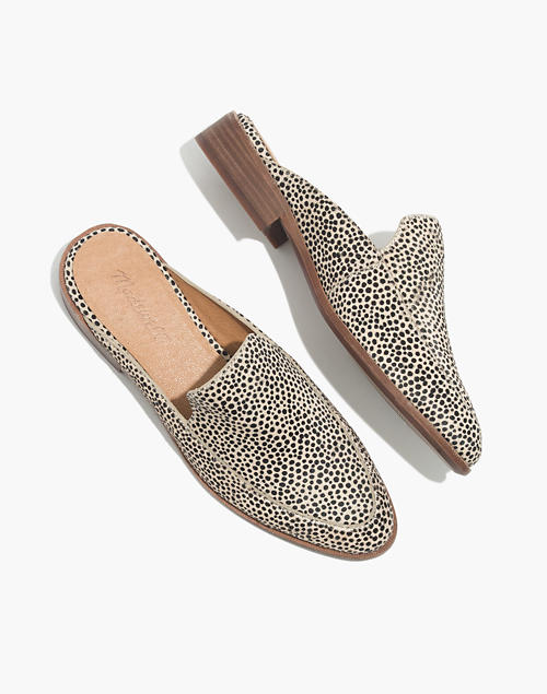 The Frances Loafer Mule in Spotted Calf Hair in dried flax multi image 1