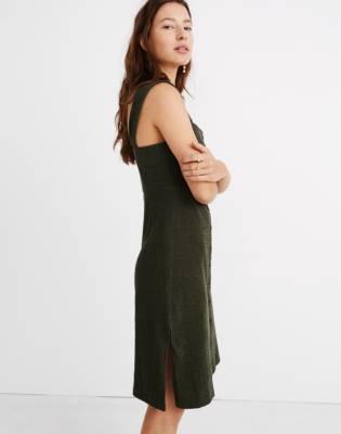 madewell denim button front tank dress