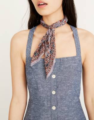 madewell denim button front tank dress