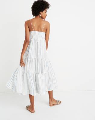 madewell stripe satin midi dress