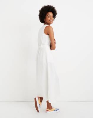 madewell button waist wrap midi dress