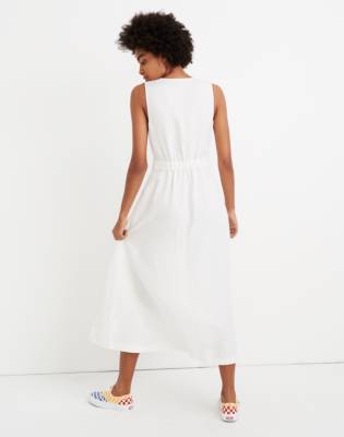 madewell button waist wrap midi dress