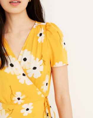 yellow dress with white flowers