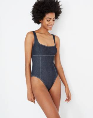 denim one piece bathing suit