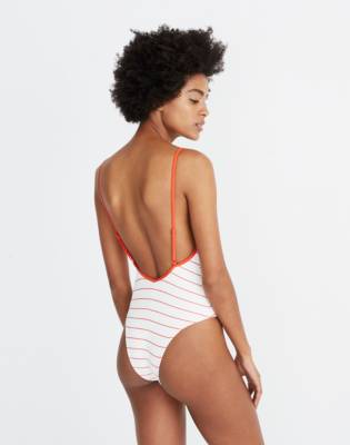 pinstripe bathing suit
