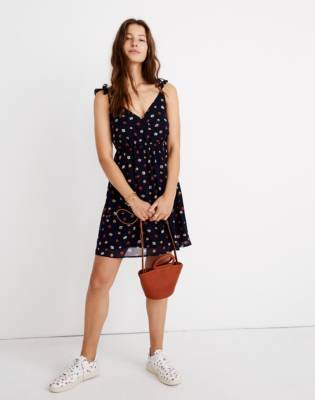 madewell ruffle strap wrap dress