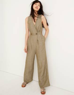 linen button jumpsuit