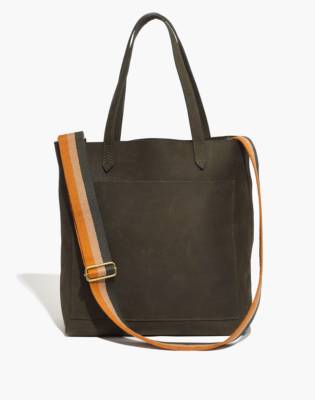 madewell suede stripe transport leather tote