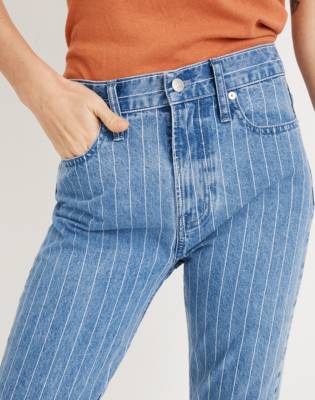 blue pinstripe jeans