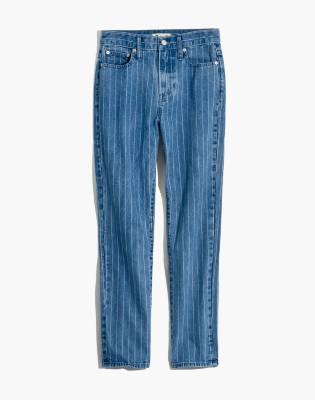 blue pinstripe jeans