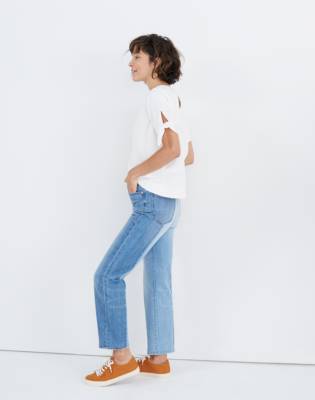 madewell two tone jeans