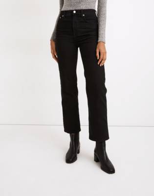 black cropped wide leg jeans