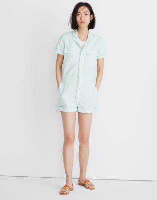 denim coverall romper